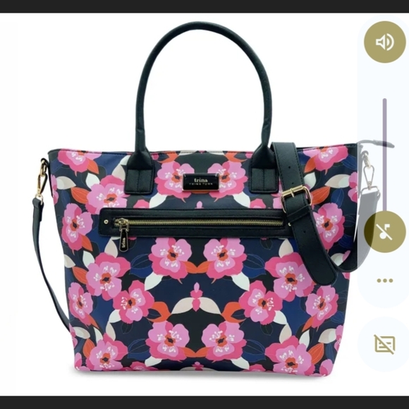 Trina Turk Floral Tote Bag - Pink and Navy - Picture 2 of 4